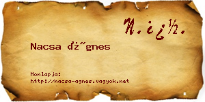 Nacsa Ágnes névjegykártya